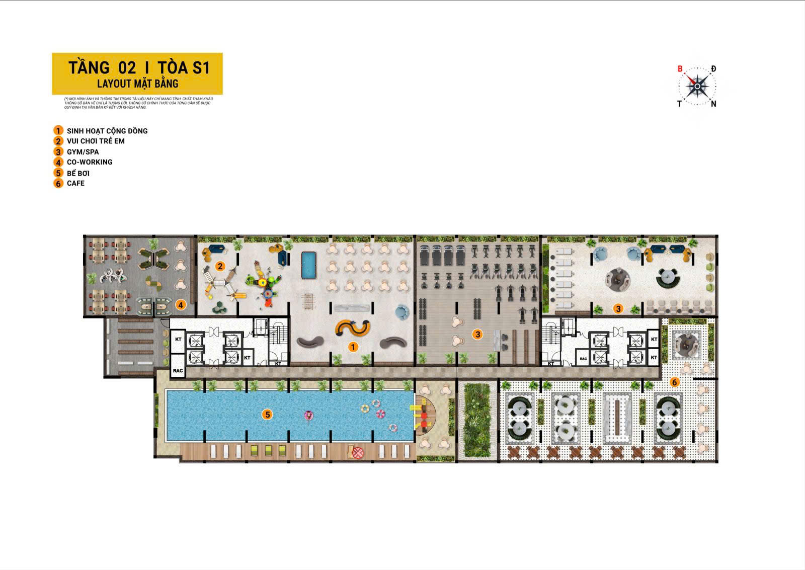 Mặt bằng tòa tiện ích tòa S2 Sun Spana Tower